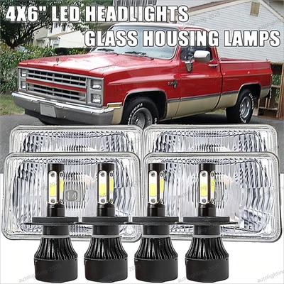 4 PIEZAS 4"X6" LED Faros High-Lo Beam para Chevy 1981-1986 C10 K5 Blazer Foto 1 de 4