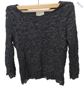 Coldwater Creek Lace Top Women's Sz Medium Black Lined Scoop Neck 3/4 Sleeve USA - Picture 1 of 10
