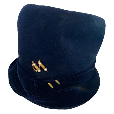 Sombrero de terciopelo azul vintage Lazarus para mujer Foto 1 de 4