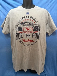 FORD MUSTANG 60th Anniversary RIDE THE PONY Graphic T-Shirt Gray NEW Mens Large - Picture 1 of 6