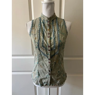 Honey Punch Embroidered Button Up Tank Top  - Image 1 of 4