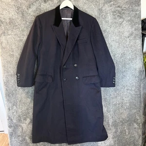 Vintage 100% Cashmere by Crombie Overcoat Mens Double Breasted Velvet Collar - Picture 1 of 11