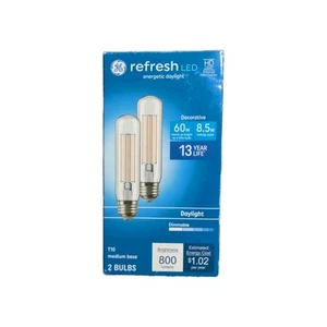 2pk GE Decorative 60-Watt 8.5w T10 Medium Base LED Daylight Dimmable HD Lighting - Picture 1 of 3