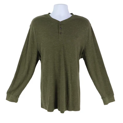 Camisa Henley Manga Larga George Para Hombre Talla 2XL Verde Oscuro Mezcla de Algodón Jaspeado Foto 1 de 4