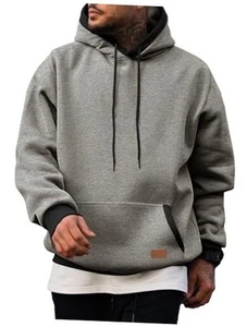  Men's Cotton Casual Hoodies Sweatshirts Fashion Long Sleeve Drawstring Fleece  - Picture 1 of 7