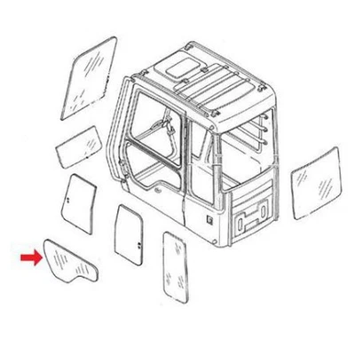 Vidrio de cabina - puerta inferior para John Deere 210GLC 250GLC 130G 180GLC 160GLC 350GLC Foto 1 de 4