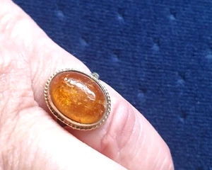 9ct Gold Vintage Amber Ring - Picture 1 of 11