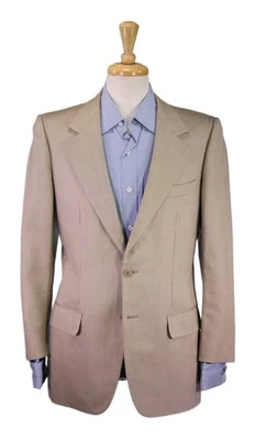 Blazer Abrigo Deportivo Brioni Vintage Marrón Claro Cuadros Lana Seda 2-Btn 39R Foto 1 de 4