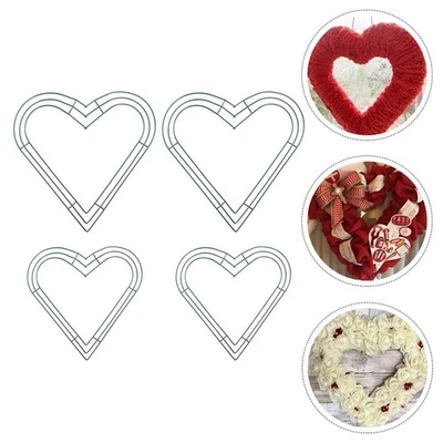  4 Pcs Heart Shape Wire Wreath Form Shaped Craft Hoops Hanging DIY Frame - image 1 of 4