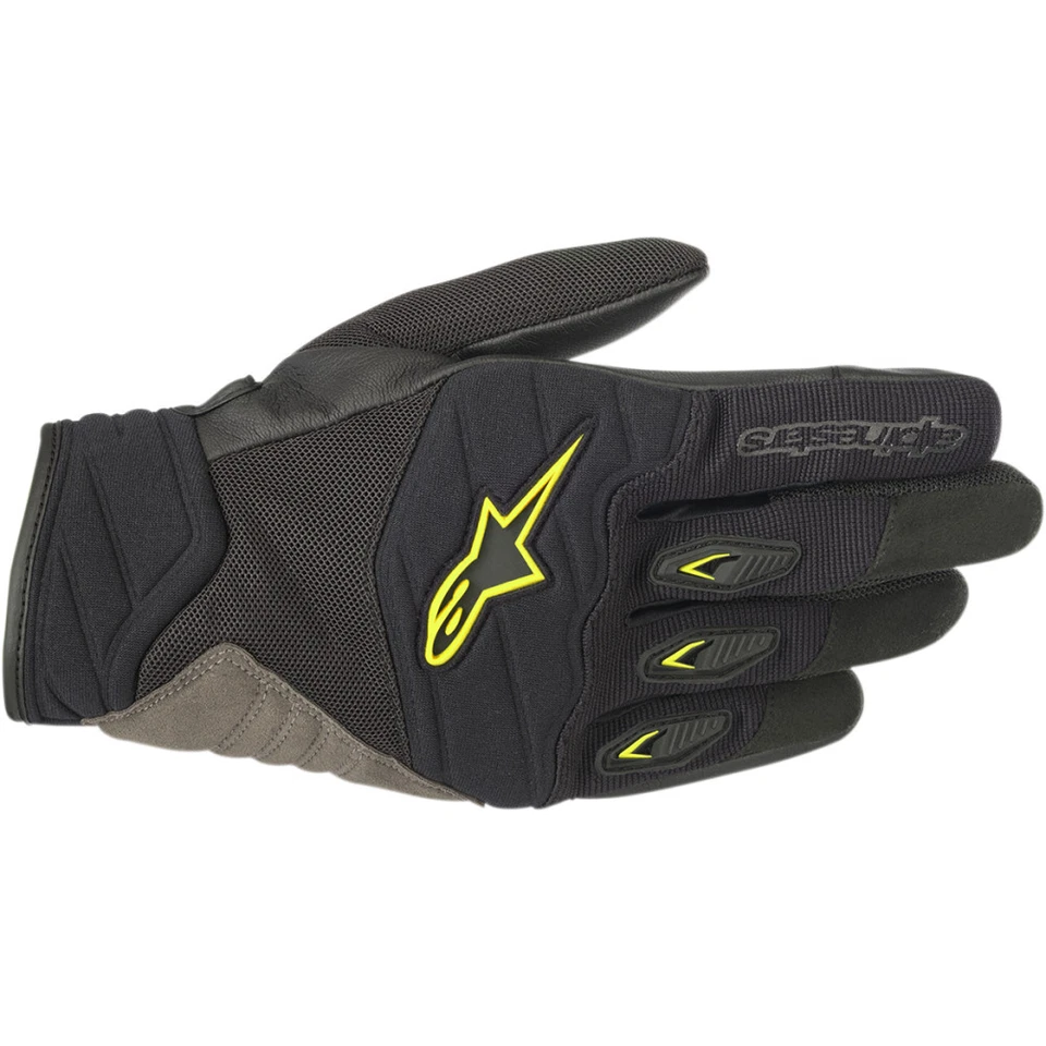Alpinestars SHORE Leather/Textile/Mesh Riding Gloves (Black/Yellow) M (Medium) - Image 1 of 1