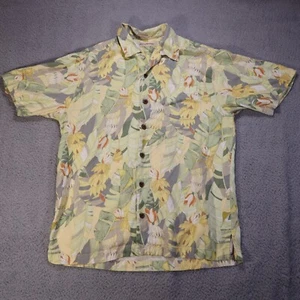 Camicia Tommy Bahama uomo piccola hawaiana 100% seta banana floreale tropicale con bottoni - Foto 1 di 6