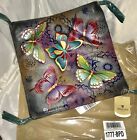 ANUSCHKA NWT🦋Hand Painted Leather Tassel Cushion COVER-Butterfly Paradise 1777