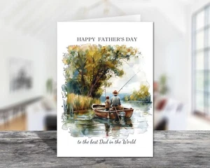 Personalised Fishing Angler Fisherman Father's Day Greetings Card - Choose Size - Picture 1 of 2