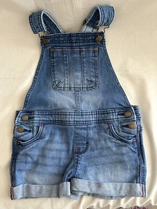 Tommy Hilfiger Girls 4T Overalls Denim Short Cuffed - Picture 1 of 8