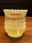 Antique Chippewa Falls, WI Souvenir Custard Uranium Glass Toothpick Holder Glows