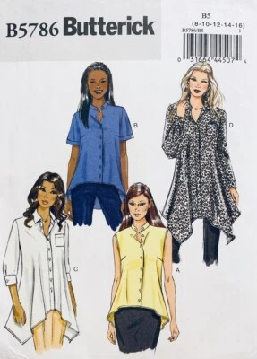 EASY Butterick Pattern B5786 | Misses Shirt in 4 Styles Sizes 8 10 12 14 16 NEW - Image 1 of 3
