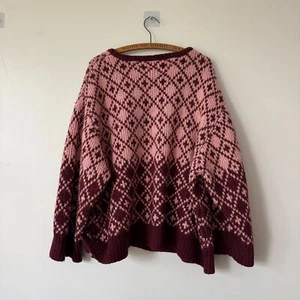 Maeve Sweater Womens 3X Sigfried Sweater Pink Marsala Wool Geometric Slouchy - Picture 1 of 7