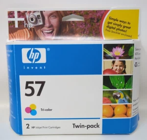 Genuine HP 57 Twin Pack Tri-color Ink Cartridges OEM Deskjet - Expired - Picture 1 of 5