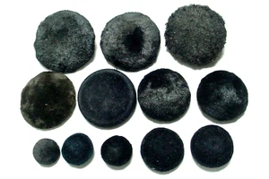 12 ANTIQUE FABRIC COAT BUTTONS BLACK & 1 BROWN SMALL  MEDIUM LARGE ASSORTED SIZE - Picture 1 of 4