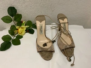 JIMMY CHOO Gold Metallic Strappy Pumps Heels size 41 - Picture 1 of 13
