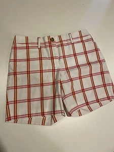 NWT Lands End Womens Blush Plaid Chino Shorts Size 6 - Picture 1 of 10
