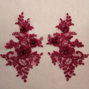 1Pair 3D Applique Floral Embroidery Patch Trim Lace Flower Crafts Wedding Dress - Picture 1 of 18