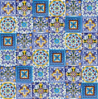 Blue and Yellow Mexican Tiles Talavera SET WALL TILES For Bath Kitchen - Armando - Image 1 of 4
