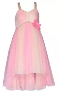 NEW Bonnie Jean Girls Size 7 "PINK YELLOW OMBRE MESH" Jewel Waist Sequins Dress - Picture 1 of 3
