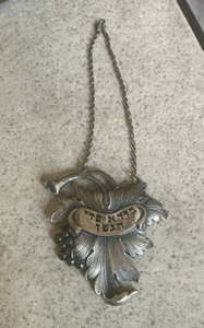 Vintage Sterlingsilber Wein Dekanter Kette Etikett hebräisch BOREI P'RI HA-GAFEN - Bild 1 von 4