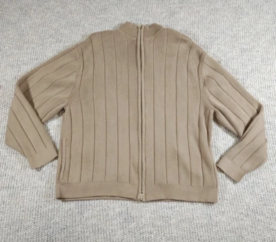 Pendleton Cotton Knit Sweater Men's M Tan Full Zip Up Cardigan Woolen Mills - Image 1 of 4
