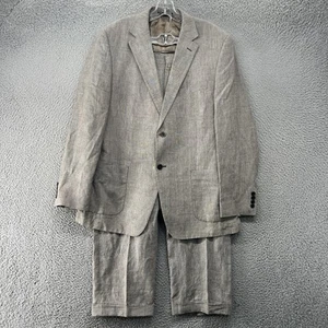 Lauren Ralph Lauren Blazer Suit Mens 44 R Gray Plaid Linen Slim Fit Pants 38X28 - Picture 1 of 21