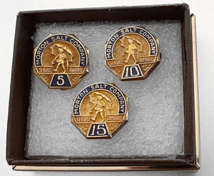 Vintage Morton Salt 5-10-15 Jahre Mitarbeiterdienst Auszeichnung Pin Anstecker; Gold gefüllt - Bild 1 von 3