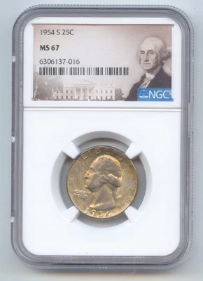 1954-S Washington Quarter, NGC MS-67 - Image 1 of 2