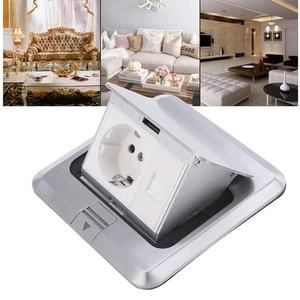 Concrete Floor Socket Waterproof 16A Embedded Power Outlet Silver Bounce Cover - Imagen 1 de 12