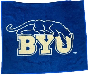 Vtg. Brigham Young University Biederlack USA BYU Cougars Man Cave Dorm Blanket - Picture 1 of 6