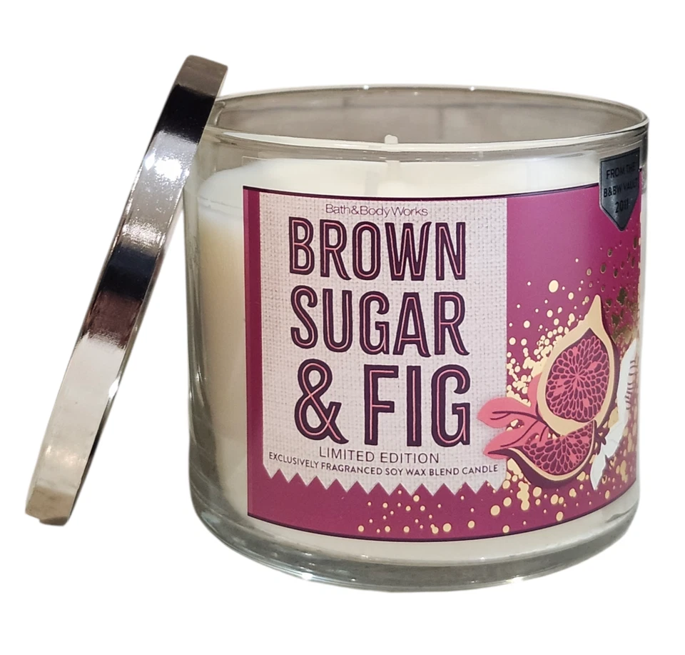 NUEVO Bath & Body Works azúcar morena e higo vela de 3 mechas 25-45 horas de combustión 14 oz Foto 1 de 1