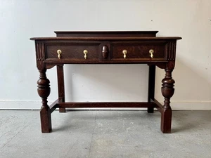 Large Antique Oak Console Table with Drawers - Picture 1 of 11