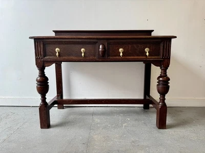 Large Antique Oak Console Table with Drawers - Image 1 of 4