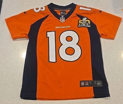 Camiseta deportiva de los Denver Broncos Peyton Manning Super Bowl L 50 talla pequeña en el campo  Foto 1 de 4