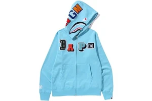 A BATHING APE BAPE Multi Fuentes Tiburón Cremallera Completa Sudadera con Capucha Saxo Auténtico Talla 2XL XXL - Imagen 1 de 16