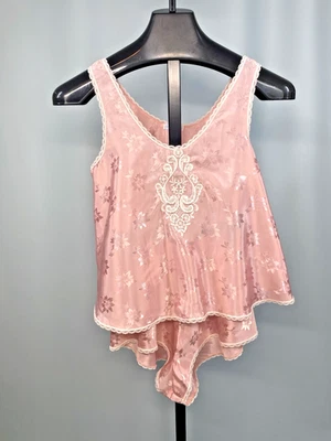 Vintage Camisole & Short Set SIZE SMALL pink tank lace SLEEP SOLUTIONS 90s Y2K - Image 1 of 4