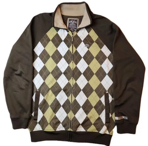 Chaqueta Ecko Unltd para hombre talla Cuello marrón medio azul marino manga larga cremallera geométrica - Imagen 1 de 10