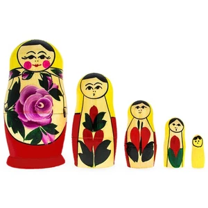 Set of 5 Traditional Style Matryoshka Wooden Nesting Dolls - Picture 1 of 3