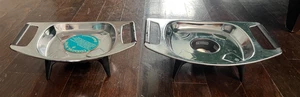 Vintage 2 Corning Ware Chrome Warming Stands Candle Chafing Square Casserole - Picture 1 of 3