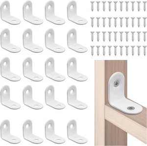 20pcs L Bracket Corner Brace, White 90 Degree Brace Small Right Angle - Picture 1 of 5