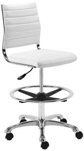 Axel White Leatherette Adjustable Swivel Drafting Stool - Picture 1 of 1