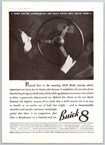 Buick 8 1936 sedán primer plano del volante anuncio impreso 6,25" x 9,25" - Imagen 1 de 2