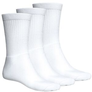 3 6 12 Pairs Mens White Sports Athletic Work Crew Cotton Socks Size 9-11 10-13