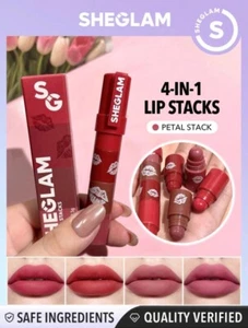 Sheglam 4-In-1 Mega Lip Stack Pink PETAL STACK 4 Shades Brand New In Box - Picture 1 of 5