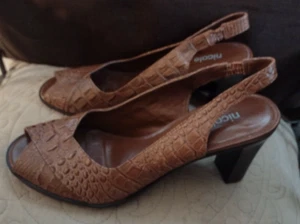 Vintage Nicole Alligator Peep Toe Shoes - Picture 1 of 7
